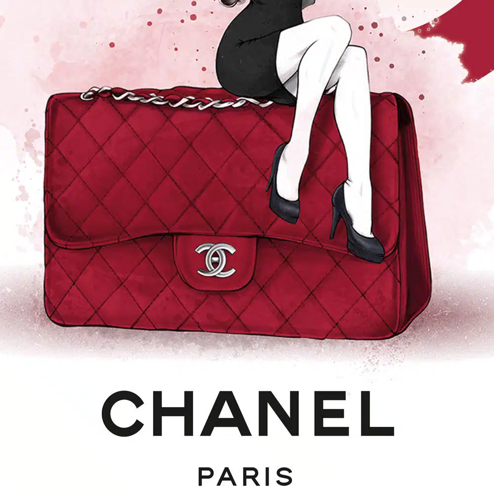 tableau photo illustration sac Chanel rouge Affiche