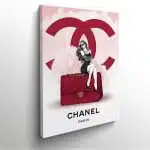 tableau photo illustration sac Chanel rouge sur toile