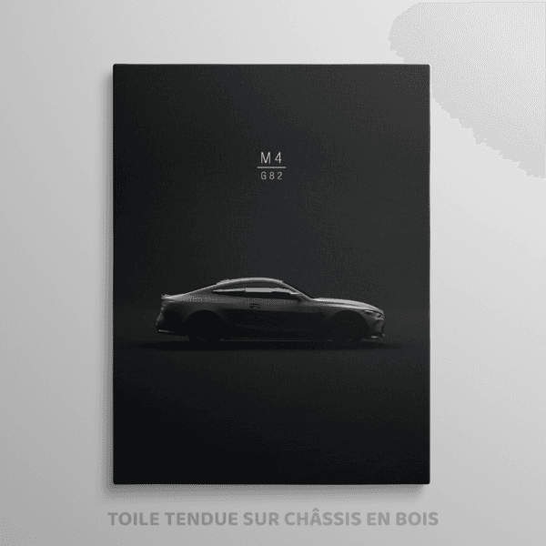 Tableau BMW M4 G82 sur fond noir