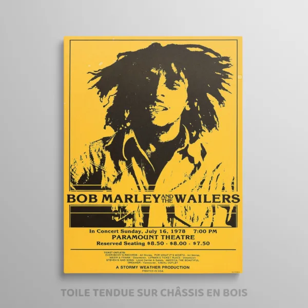 Tableau Bob Marley Affiche Concert 1978 Paramount Theatre