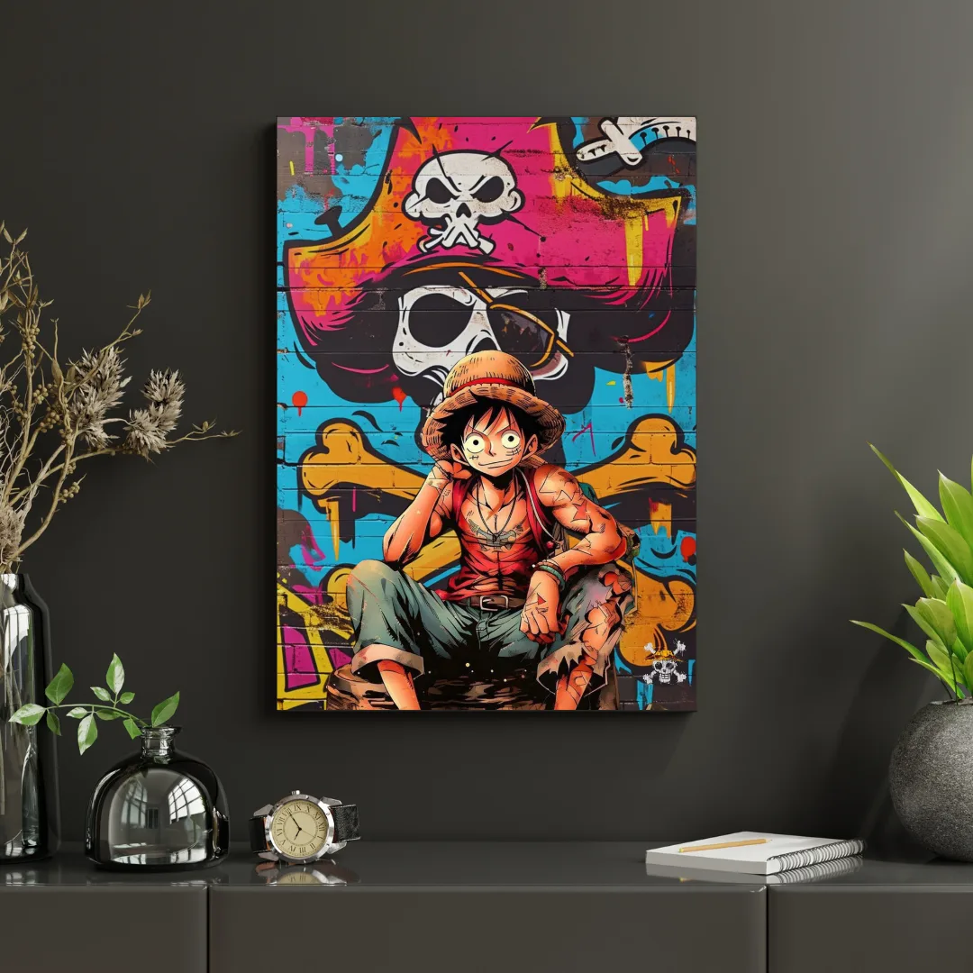 Tableau One Piece – Luffy Graffiti – Toile murale street art pirate